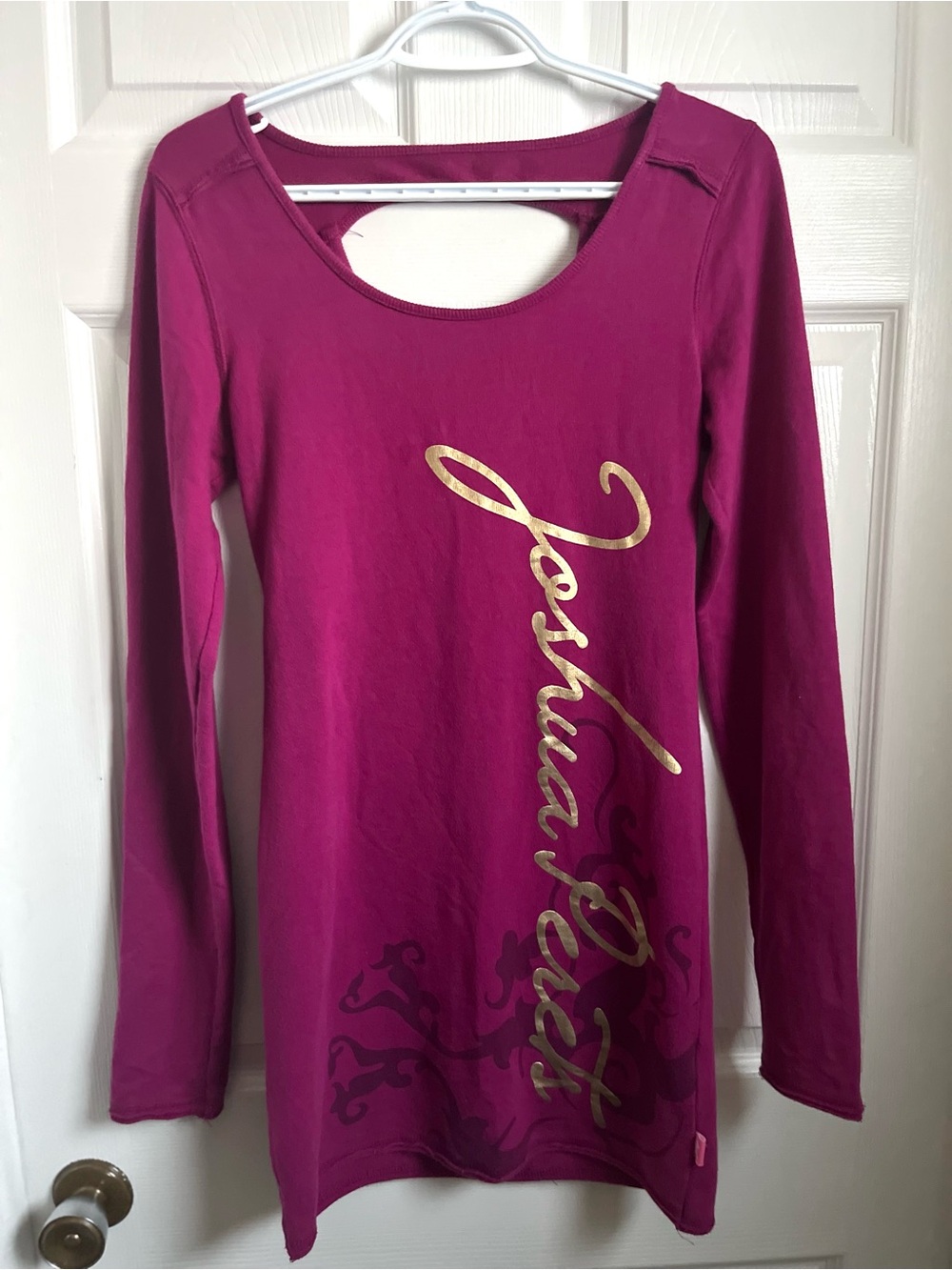 Joshua Perets Vintage Y2K Long Sleeve Open Back Bodycon Mini Dress Pink Medium
